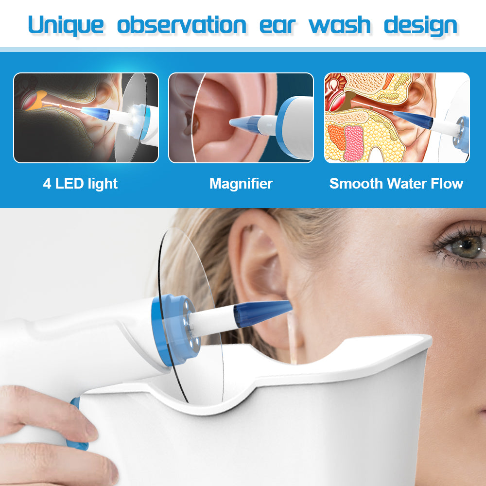 Ear Wax Removal Kit, Rechargeable Electric Earwax Remove Removal Ear Irrigation System, and Features Disposable Tips & Ear Catch Basin (9+1 Disposable Tips)